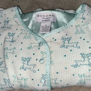 Sonoma Cotton‎ Plus Size 1X Mint Green Waffle Sleep Shirt Reindeer Holiday